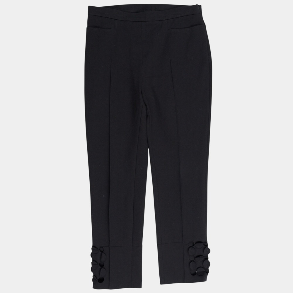 Akris Punto Black Trousers Pants Circle Cut-Out Cropped Hem Size 6 US IT 42